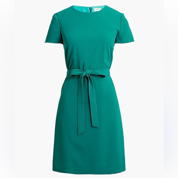 J. Crew Dresses & Skirts - J.CREW Belted Suiting Dress Vivid Jade Green Short Sleeve Womens Size 16 New